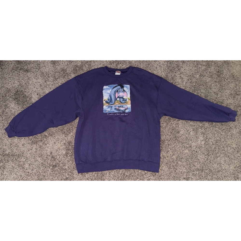 Vintage gray‎ eeyore pooh purple Disney crewneck sweatshirt